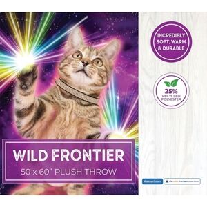 Wild Frontier | NWOT Cozy Multicolor 'Galactic Cat' Throw Blanket (50×60)
